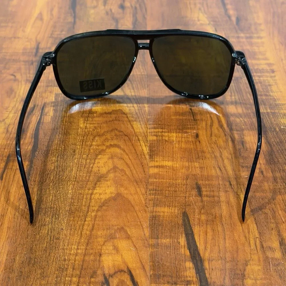 Vintage KISS KS-143HP Black On Black Aviator Style Sunglasses - NOS - New!